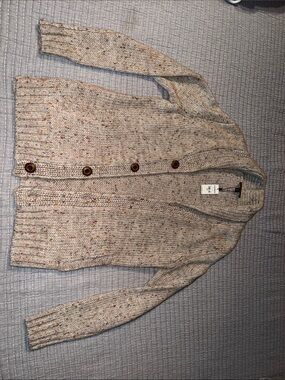 Men’s Express Cream Speckled Button Cardigan